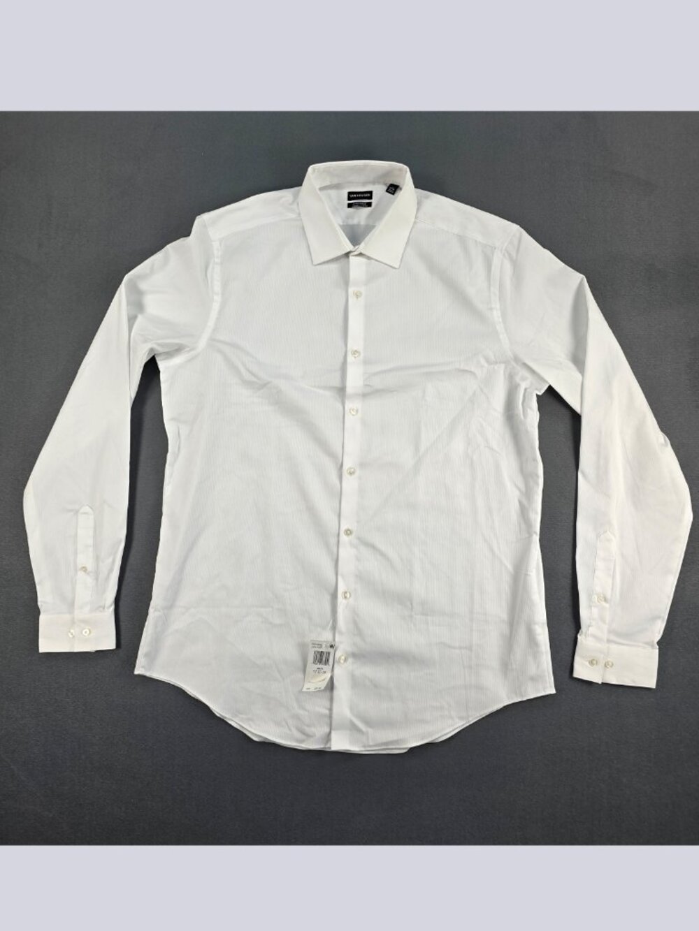Van Heusen Men's Tall Fit Dress Shirt 17 37/38 White Stain Shield Stretch NWT